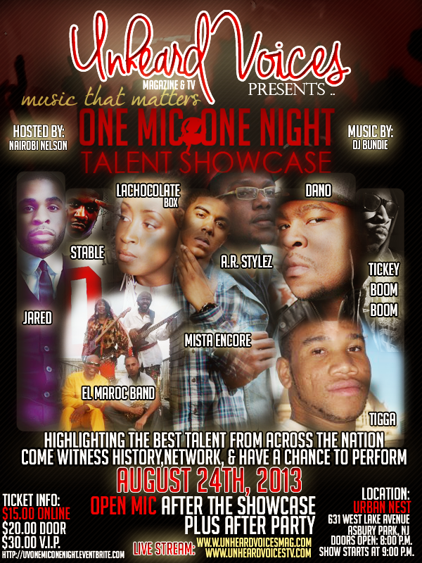 Unheard Voices TV Presents .. "One Mic, One Night" Talent Showcase