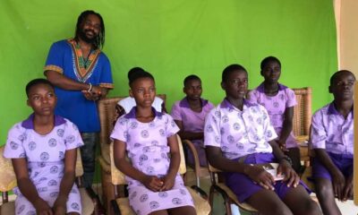 Papa Williams and students at Oiada International in Ghana
