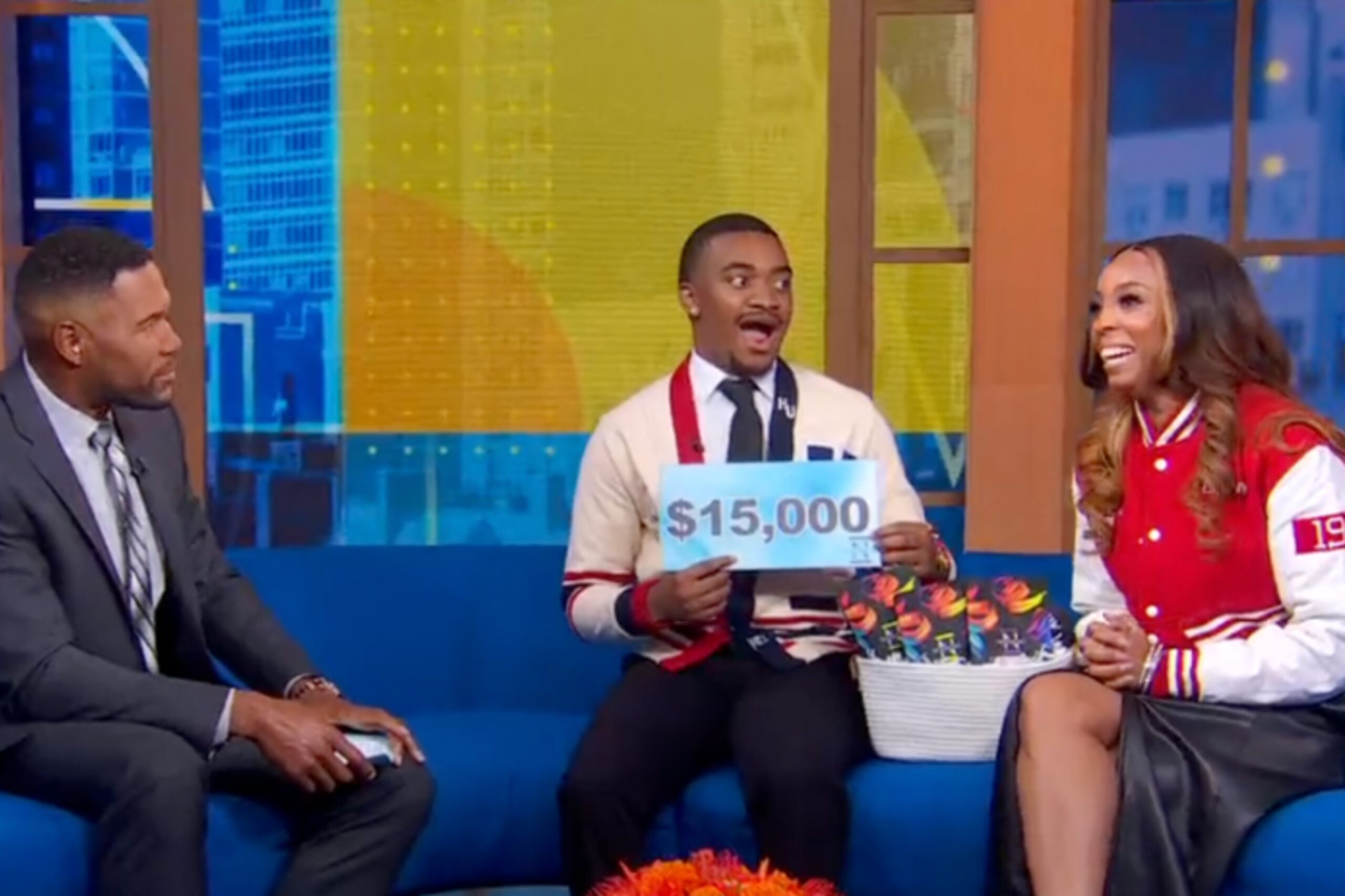 Howard Student Michael Wright surprised with 15k scholarship on Good Morning America.