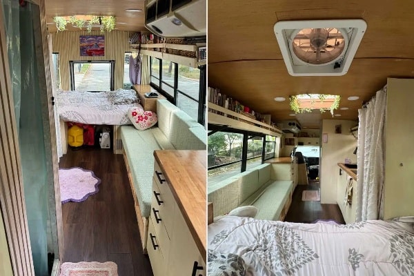 Dani Danielion woman converts school bus to mobile home
