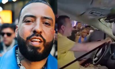 New York taxi vandalized Knicks celebration French Montana