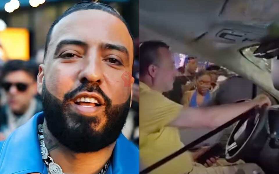 New York taxi vandalized Knicks celebration French Montana