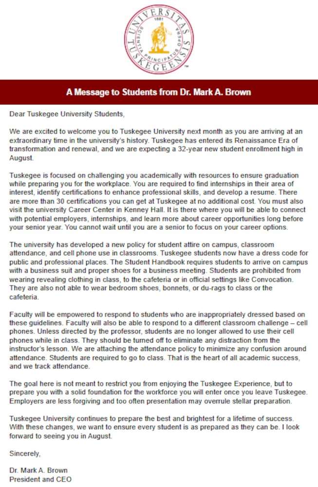 Tuskegee University dress code