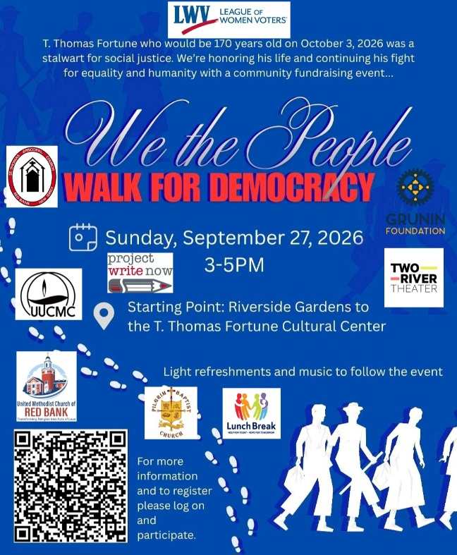 Flyer for T. Thomas Fortune Cultural Center We The People Walk for Democracy in Red Bank New Jersey